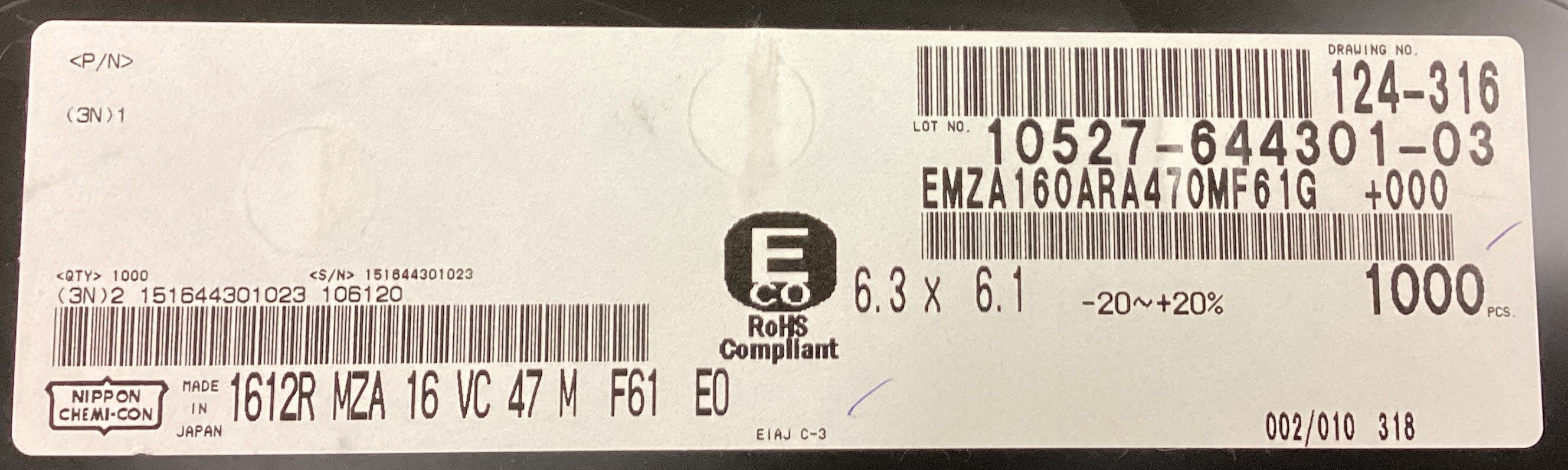EMZA160ARA470MF61G