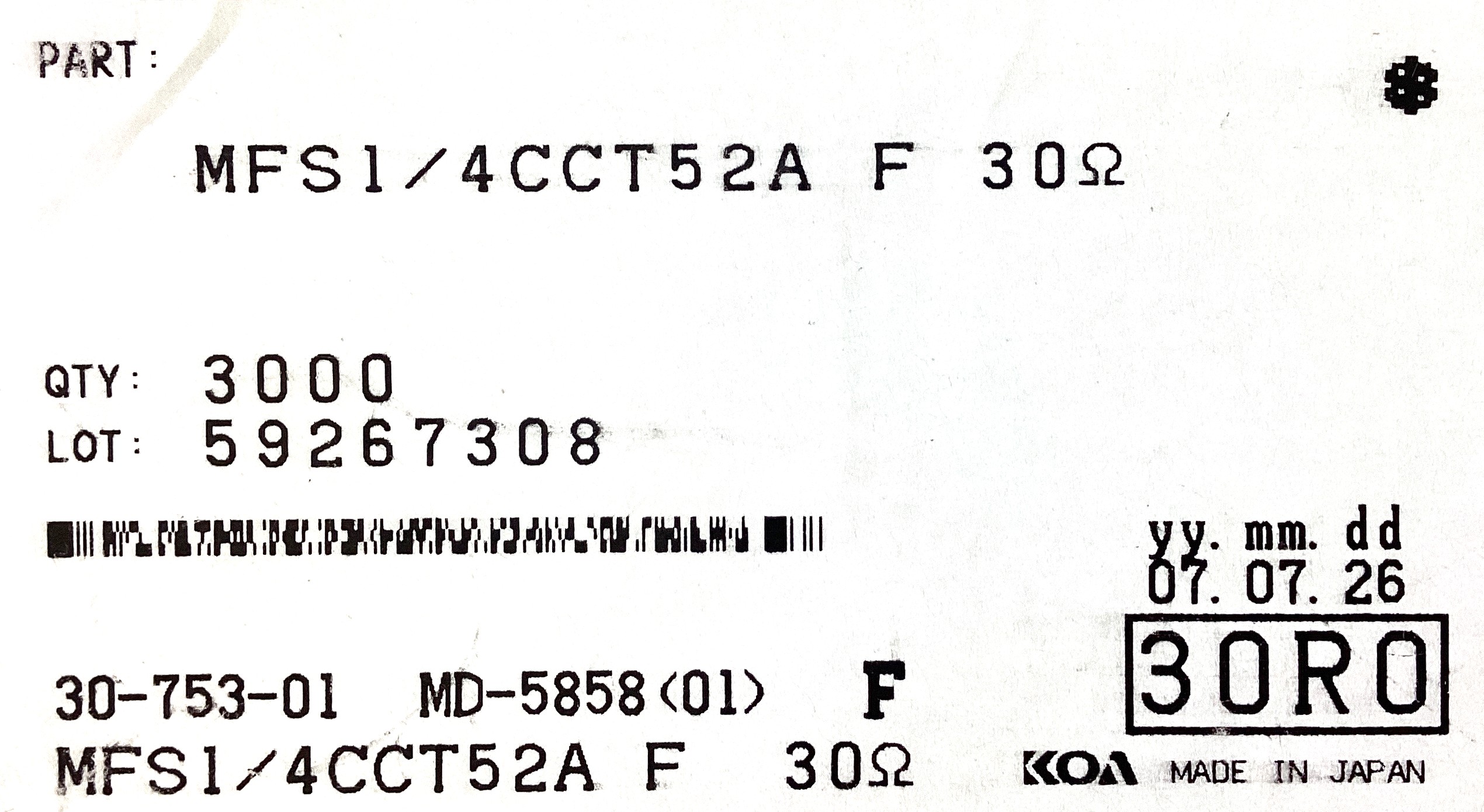 MFS1/4CCT52A30R0F