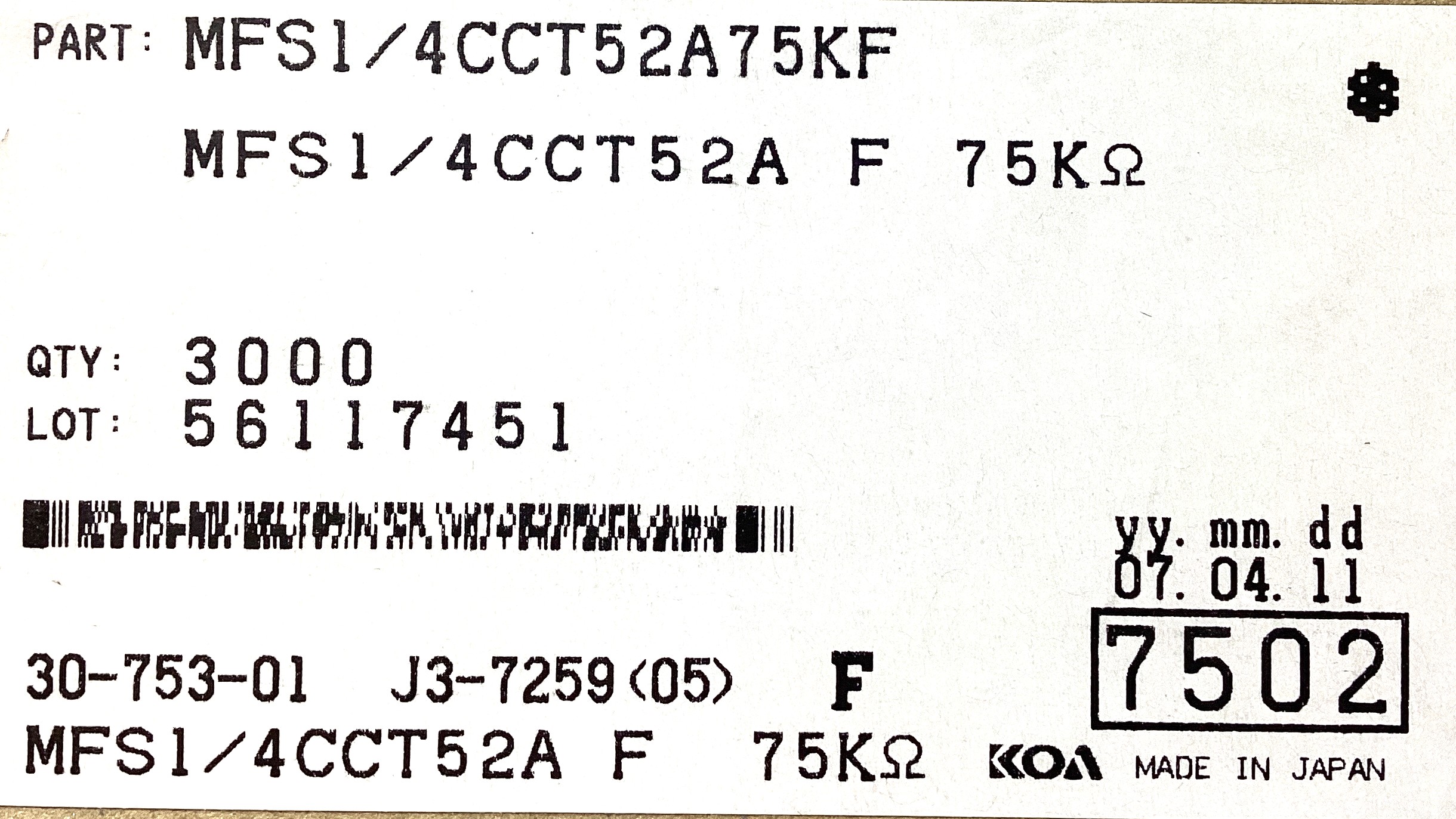 MFS1/4CCT52A7502F