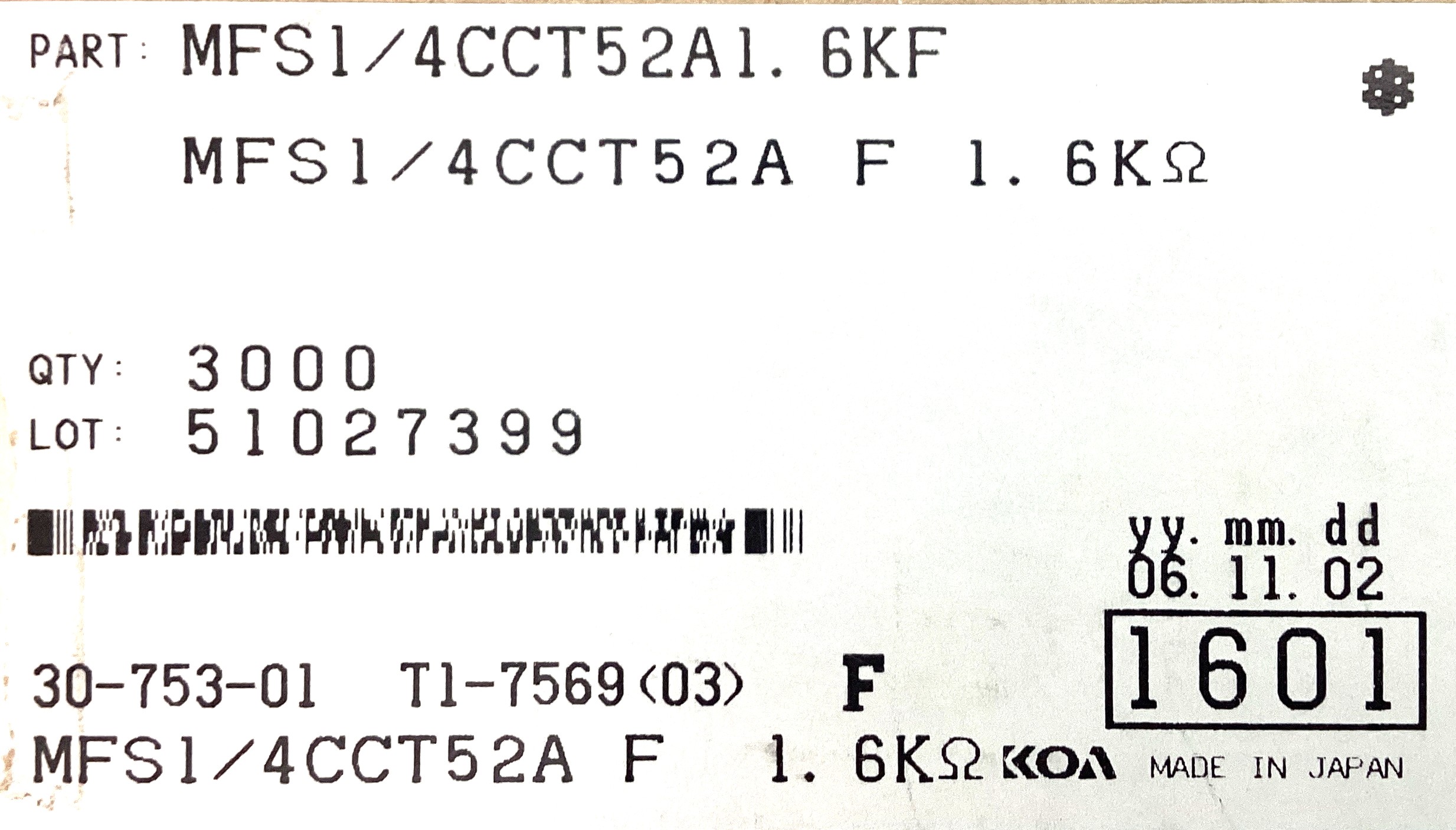 MFS1/4CCT52A1601F