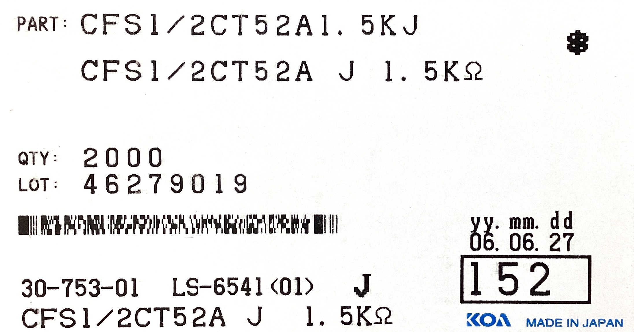 CFS1/2CT52A152J