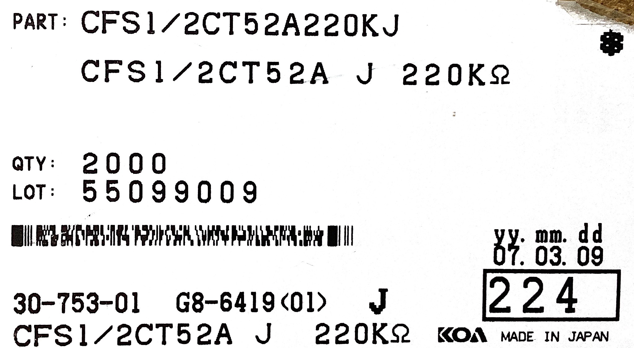 CFS1/2CT52A224J
