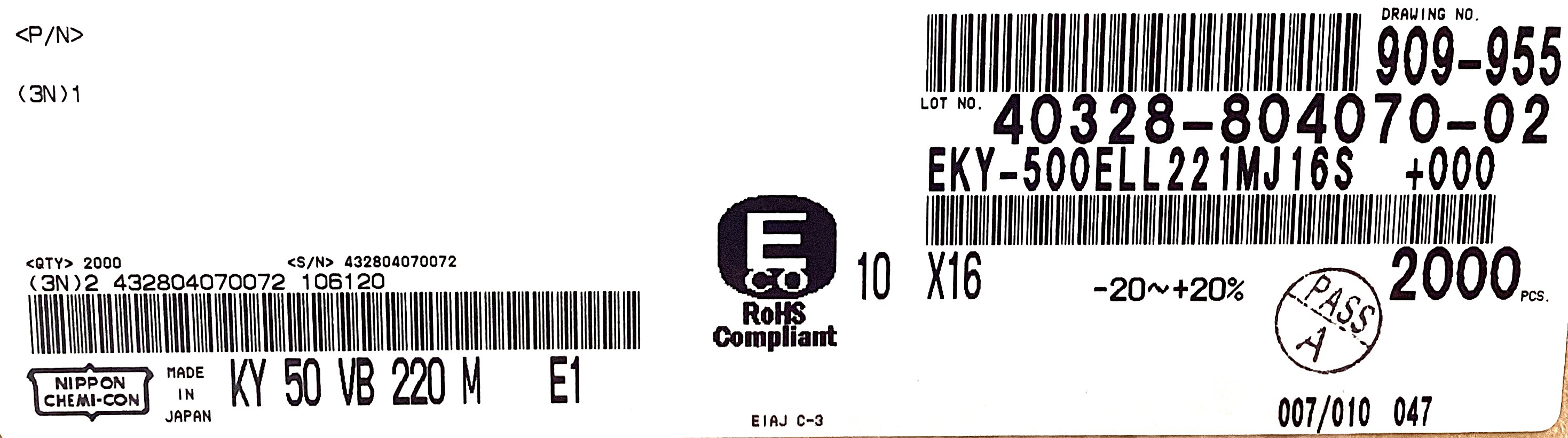 EKY-500ELL221MJ16S