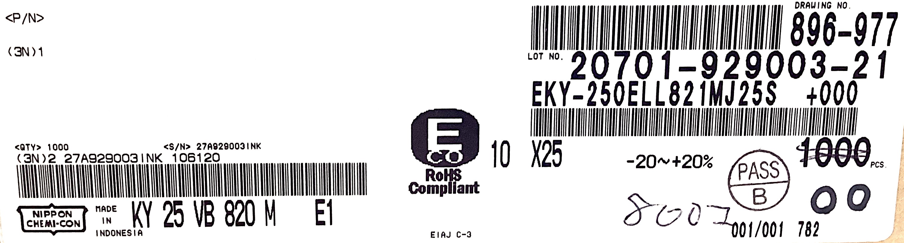EKY-250ELL821MJ25S