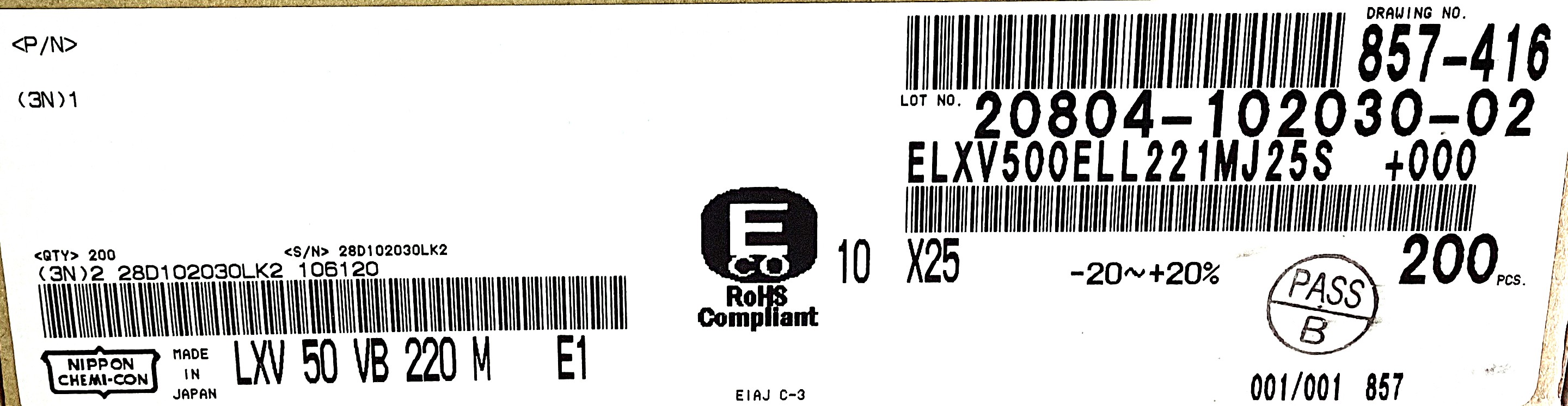 ELXV500ELL221MJ25S