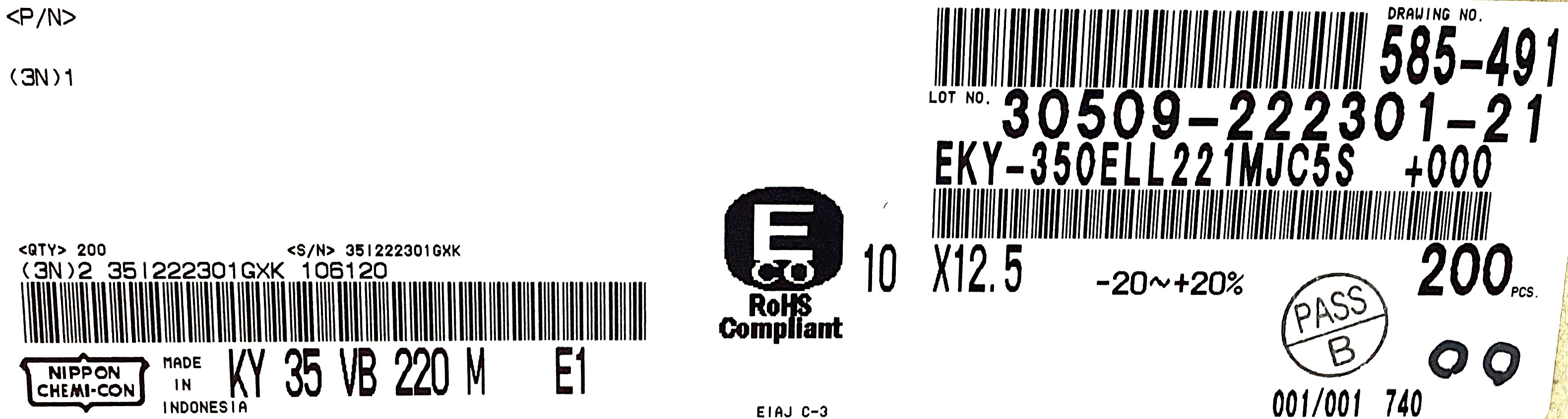 EKY-350ELL221MJC5S