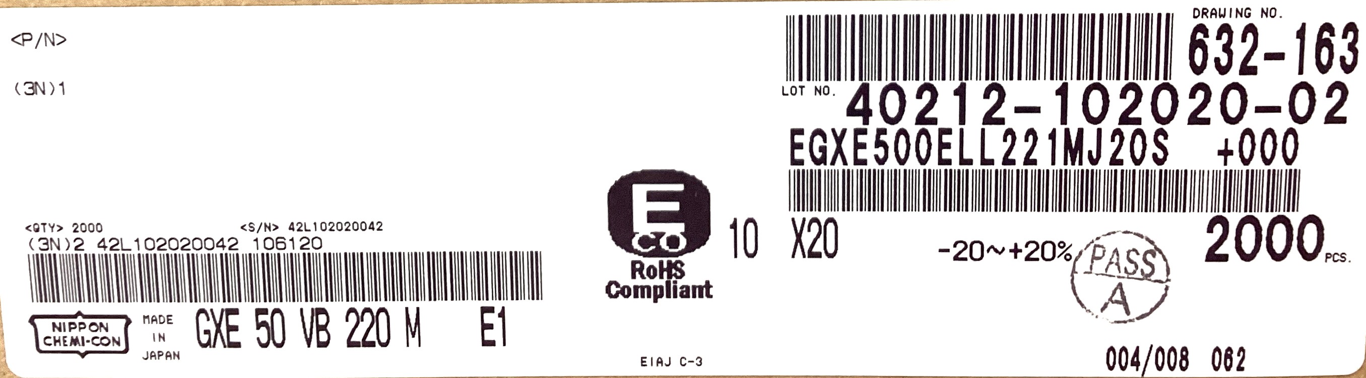 EGXE500ELL221MJ20S