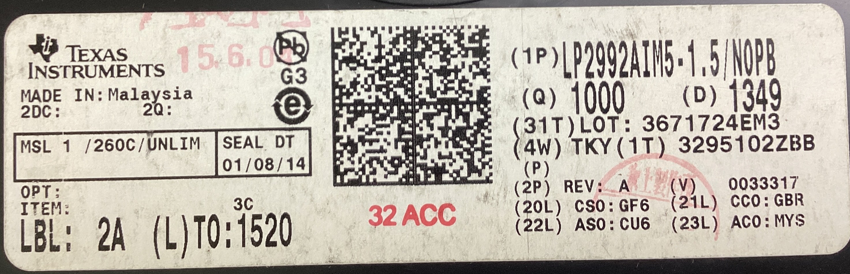 LP2992AIM5-1.5/NOPB