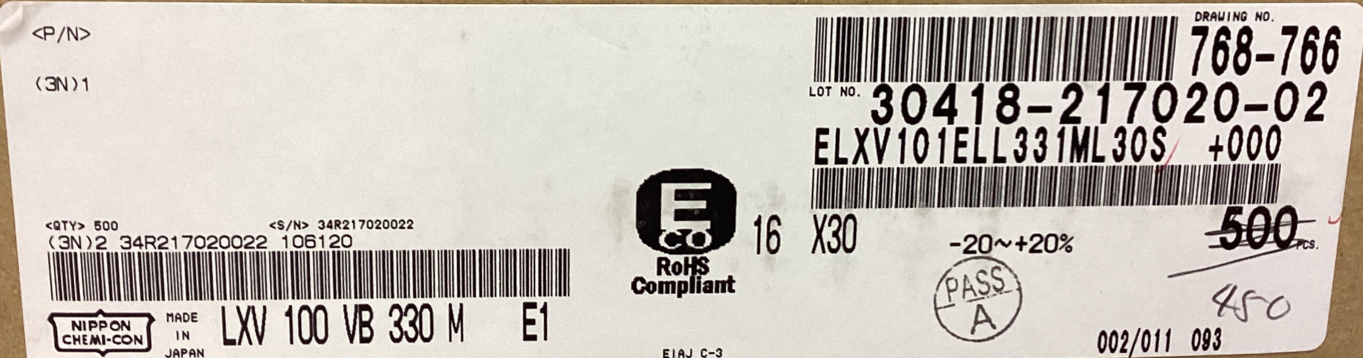 ELXV101ELL331ML30S