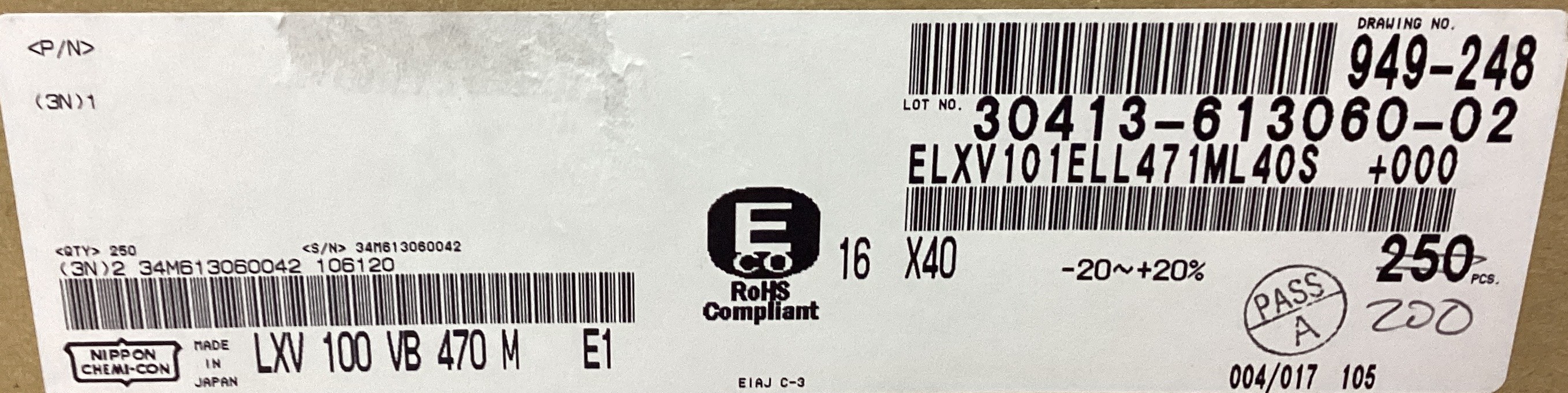 ELXV101ELL471ML40S