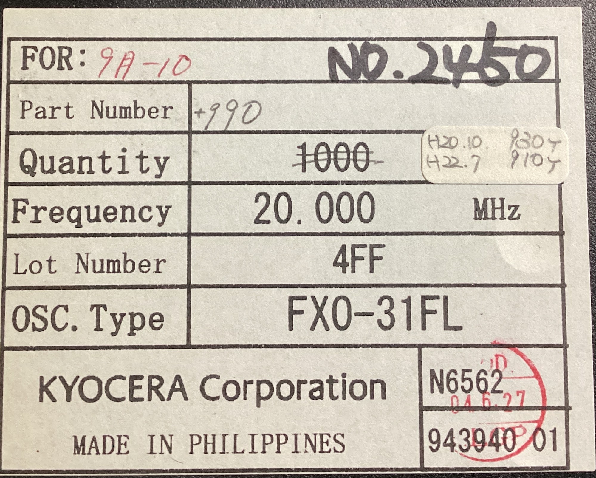 FXO-31FL-20.000MHZ