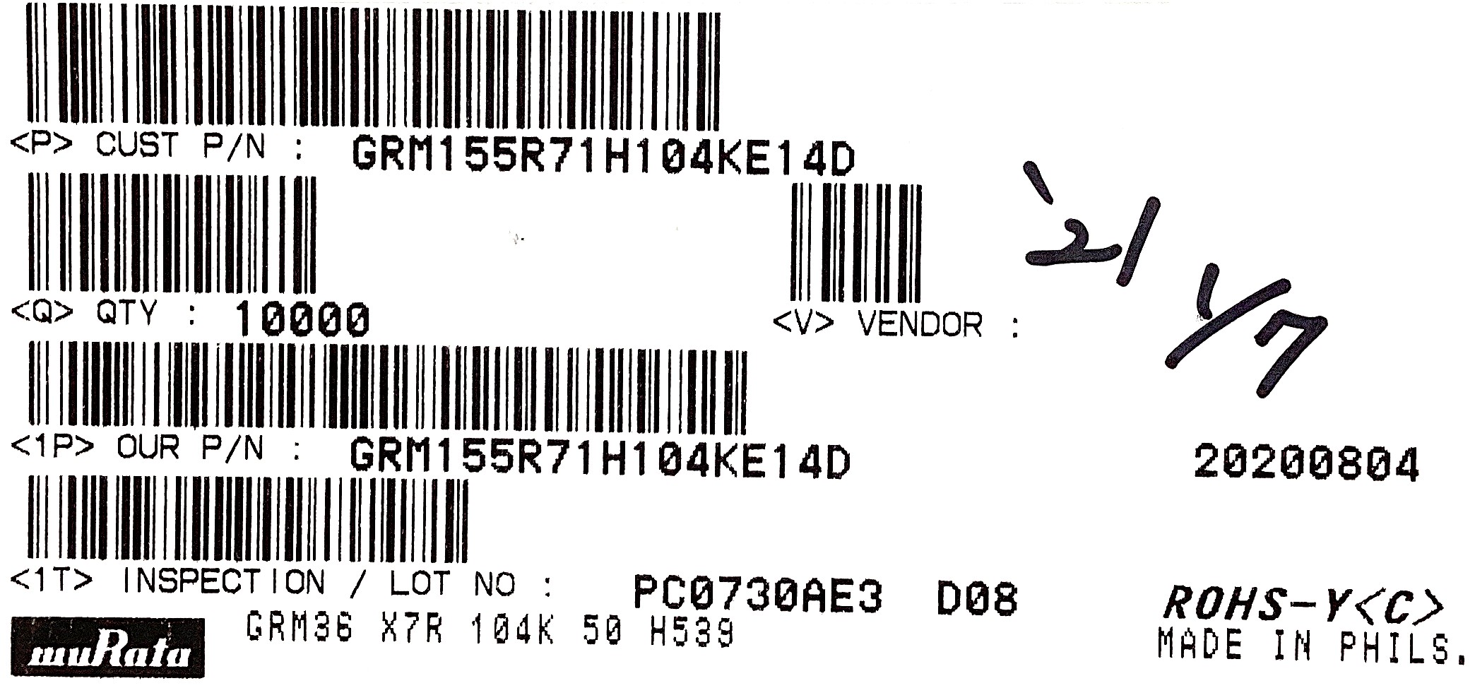 GRM155R71H104KE14D