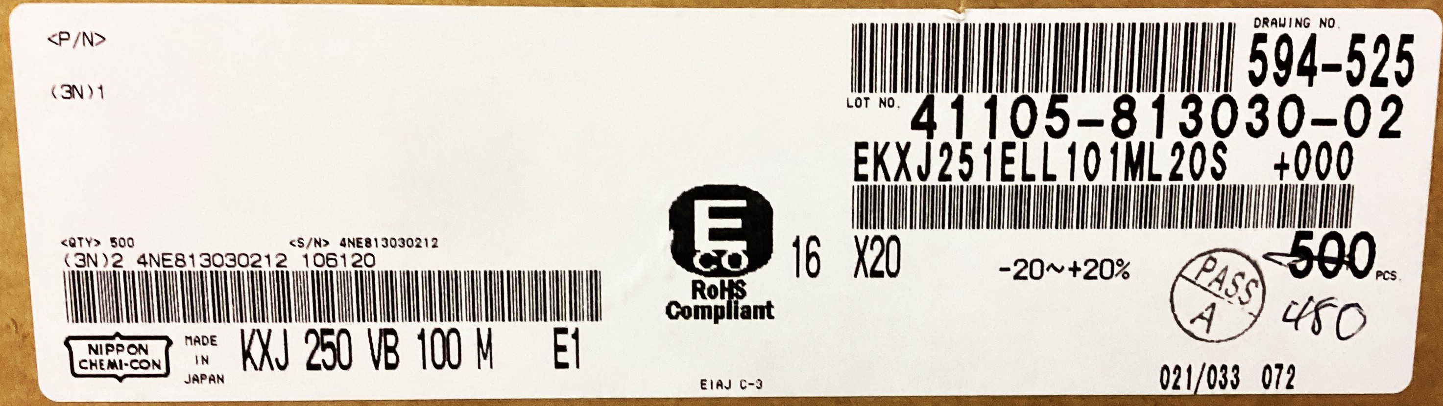 EKXJ251ELL101ML20S