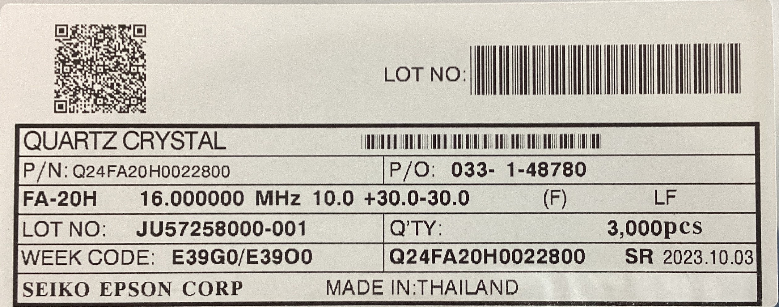 FA-20H 16.000000MHZ 10.0+30.0-30.0