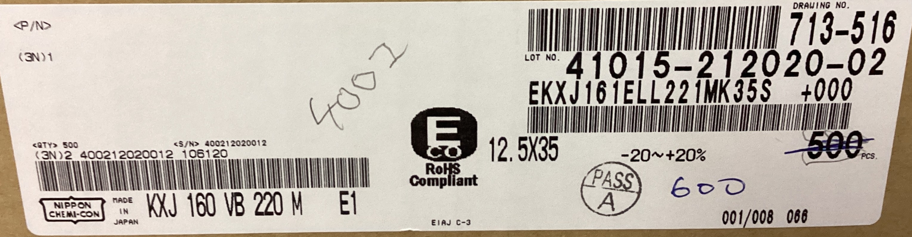 EKXJ161ELL221MK35S