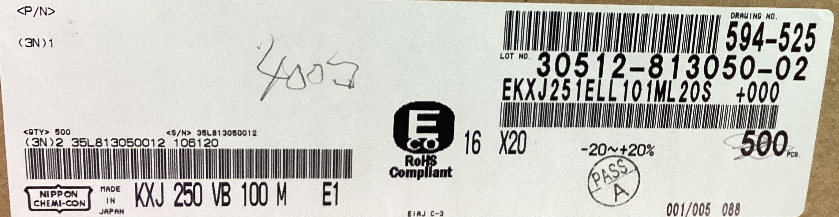 EKXJ251ELL101ML20S