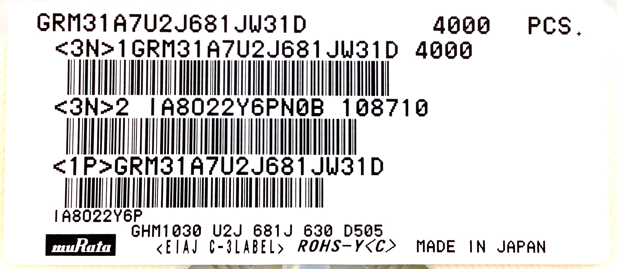 GRM31A7U2J681JW31D