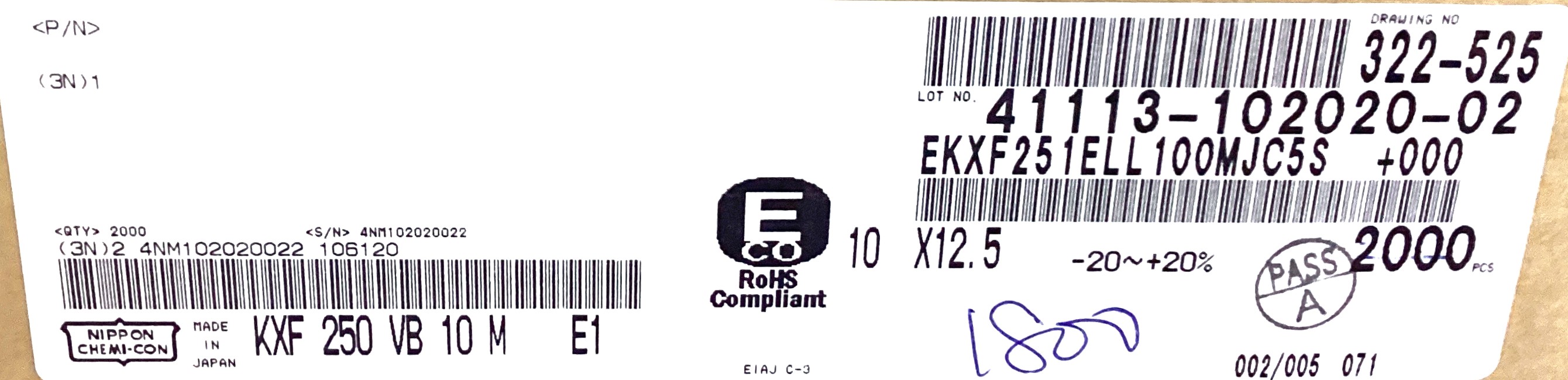 EKXF251ELL100MJC5S