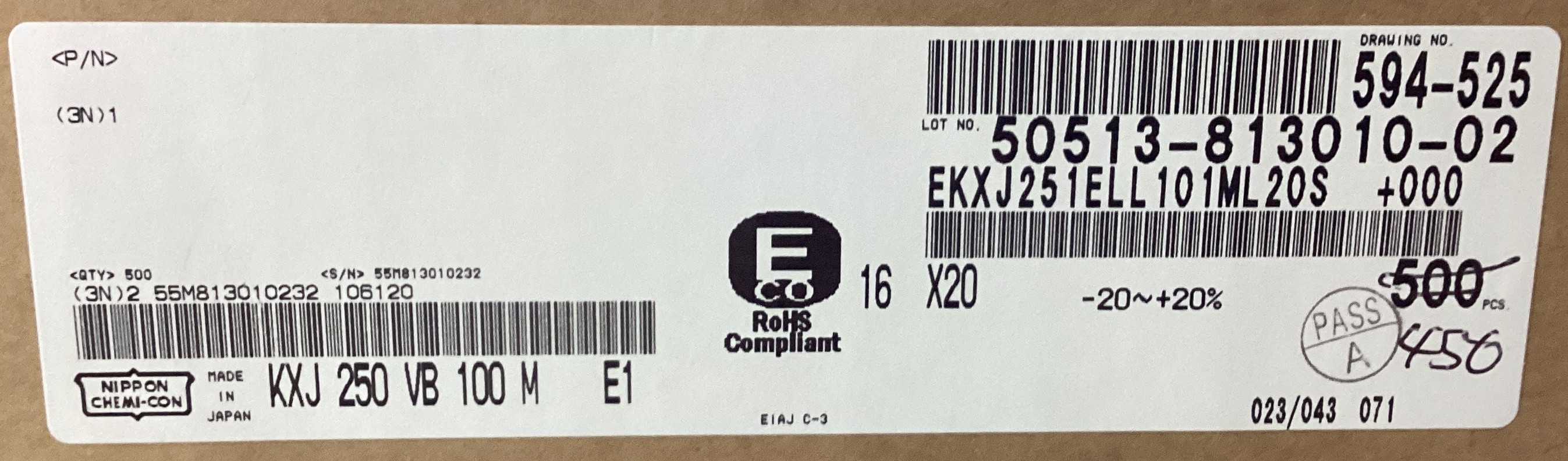 EKXJ251ELL101ML20S