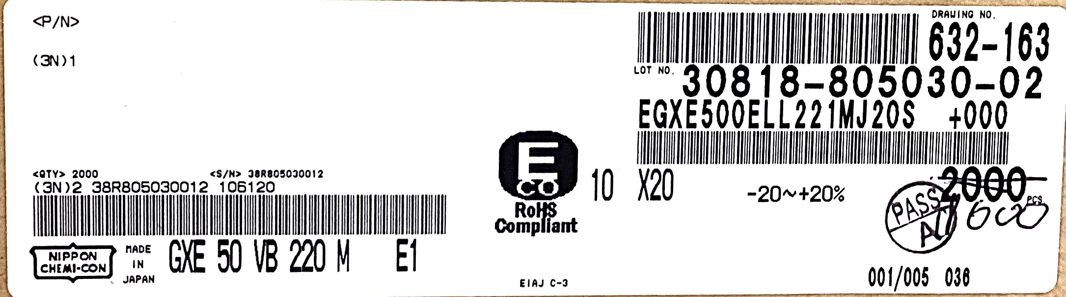 EXGE500ELL221MJ20S