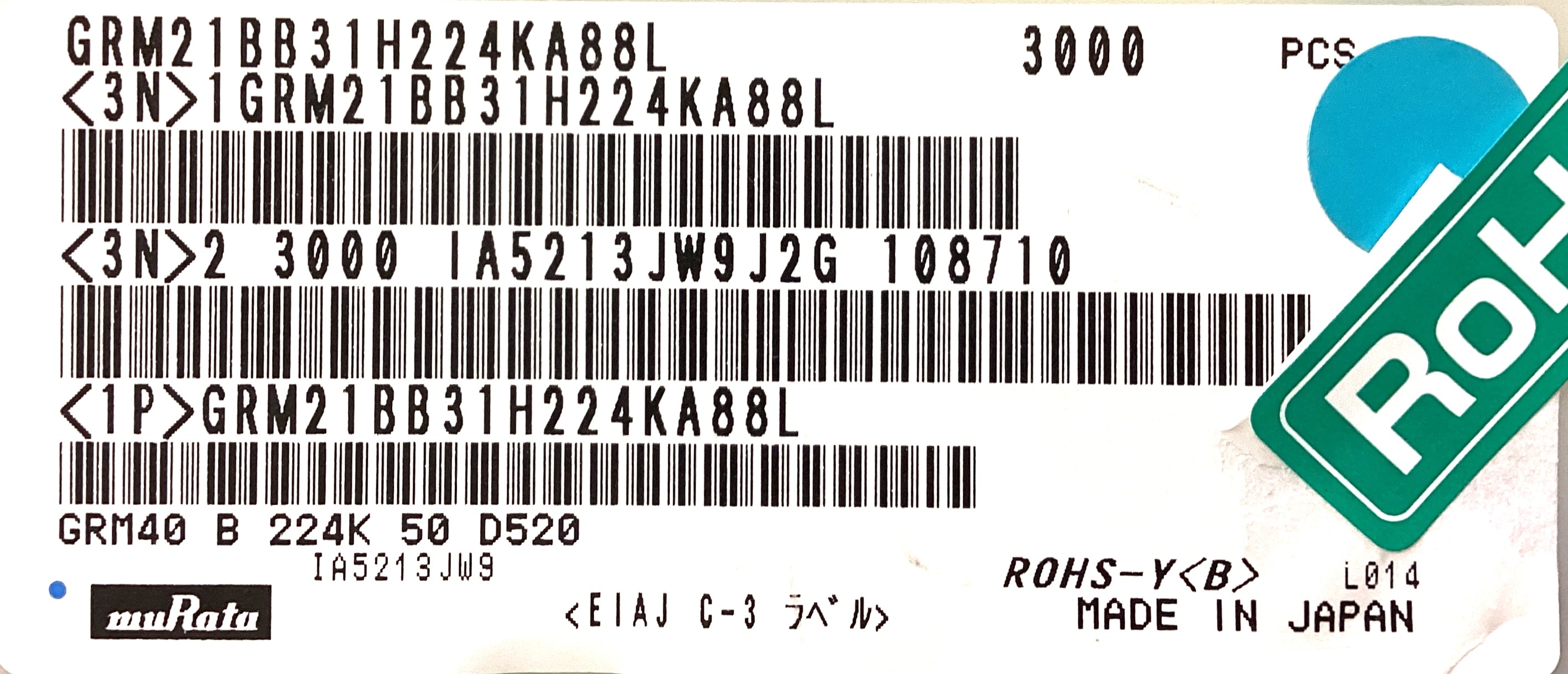 GRM21BB31H224KA88L
