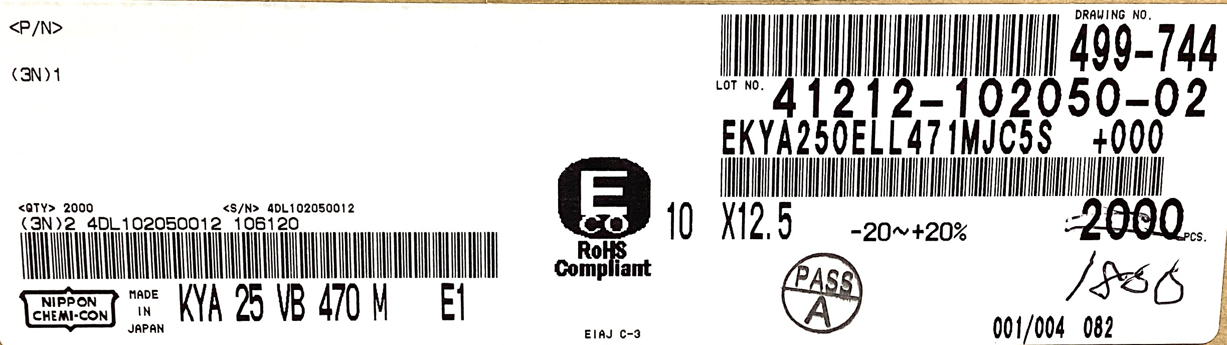 EKYA250ELL471MJC5S