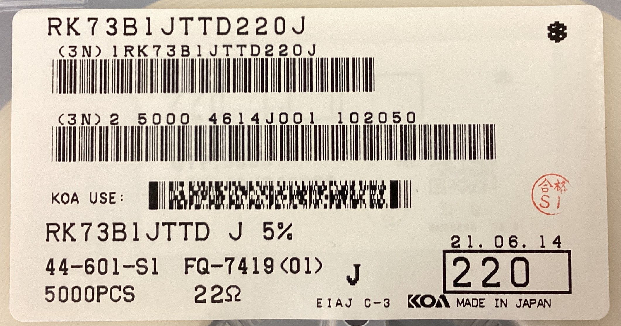 RK73B1JTTD220J