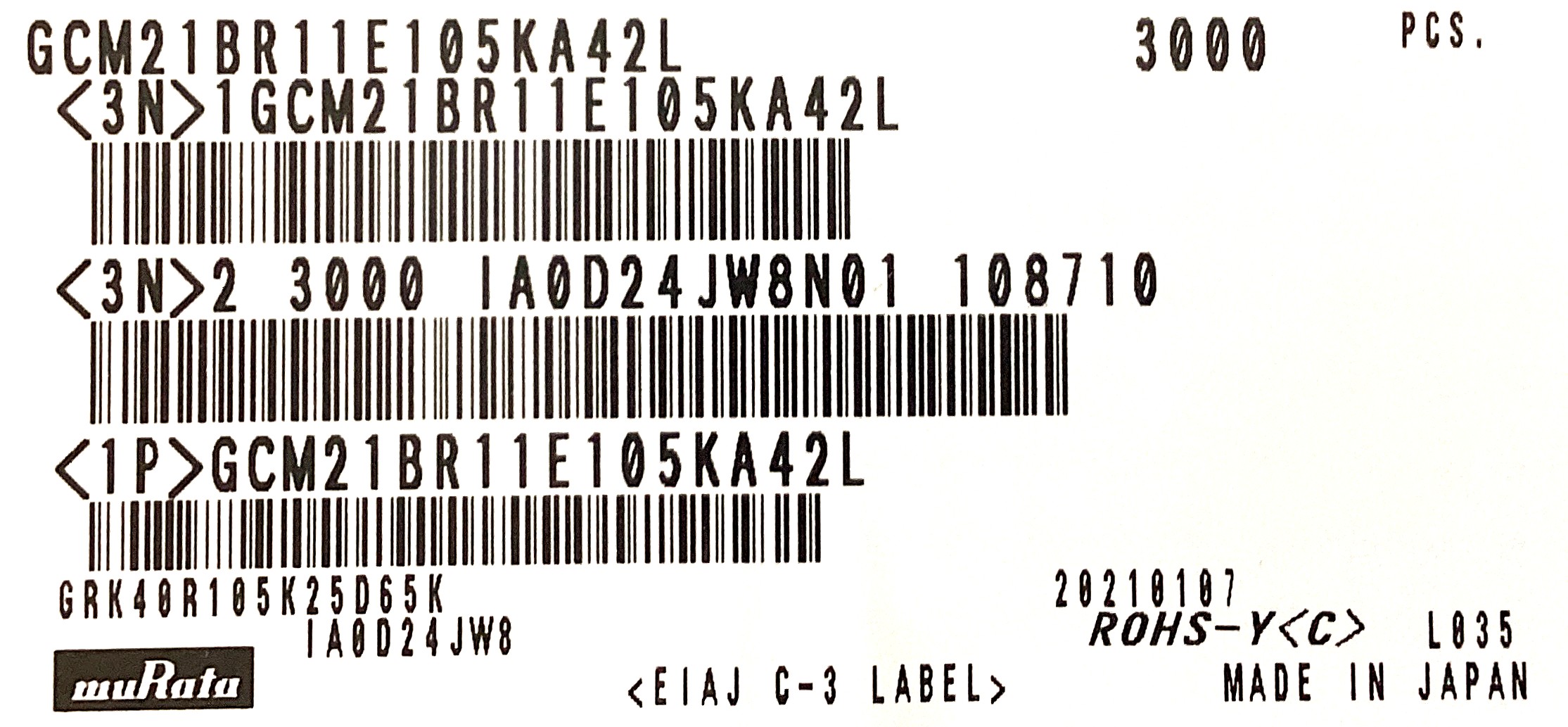 GCM21BR11E105KA42L
