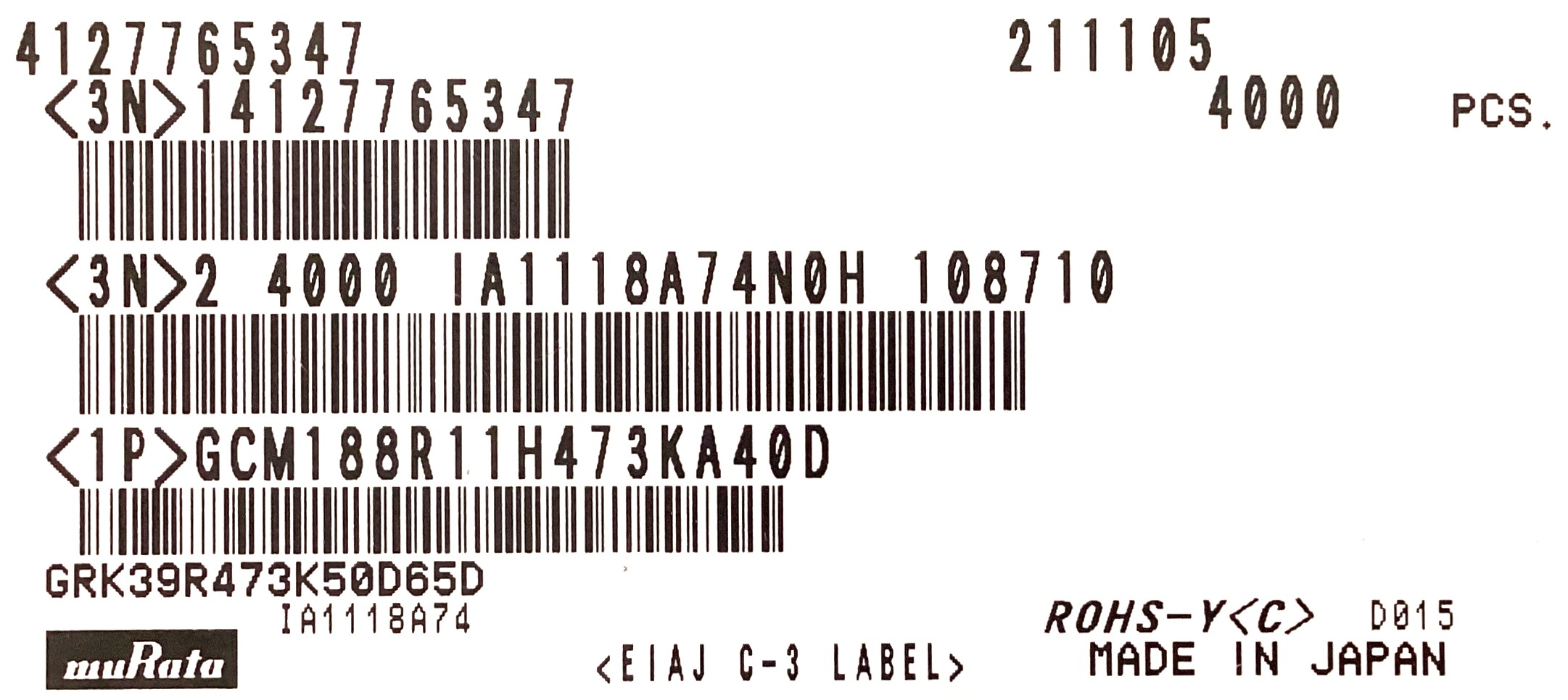 GCM188R11H473KA40D