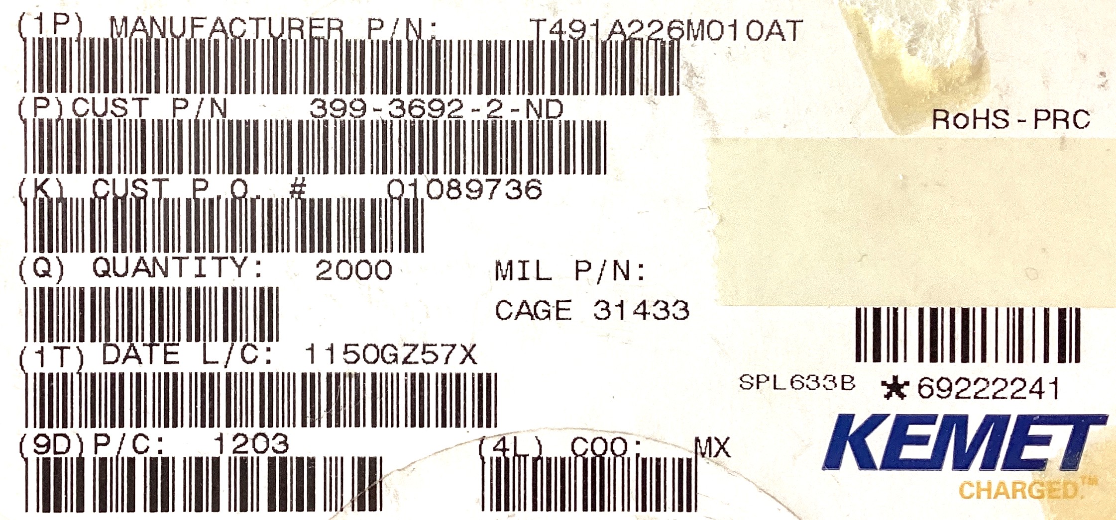 T491A226M010AT