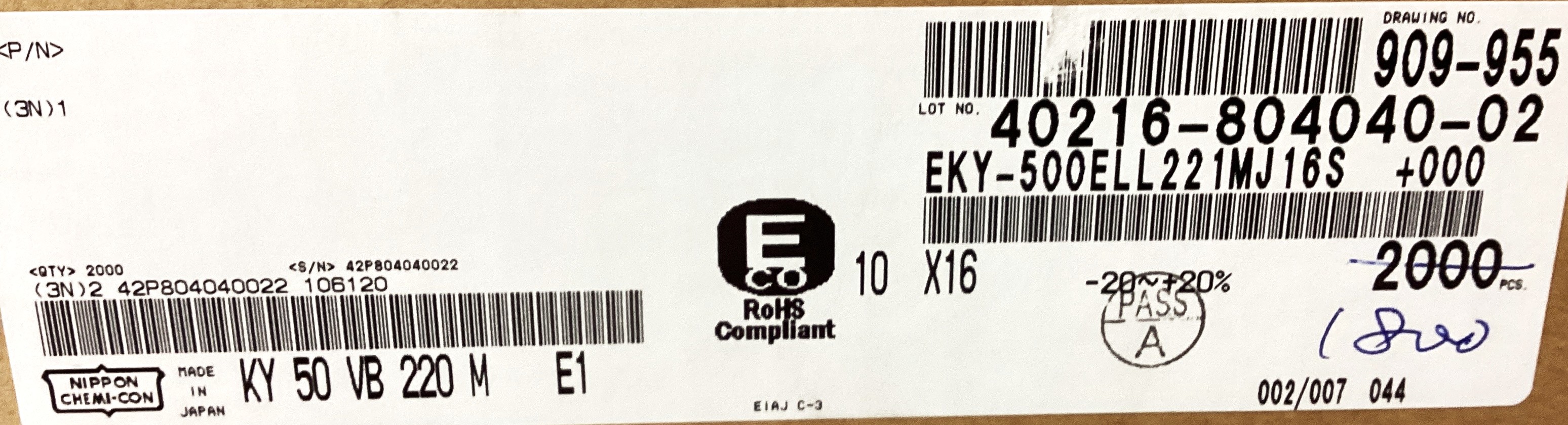 EKY-500ELL221MJ16S