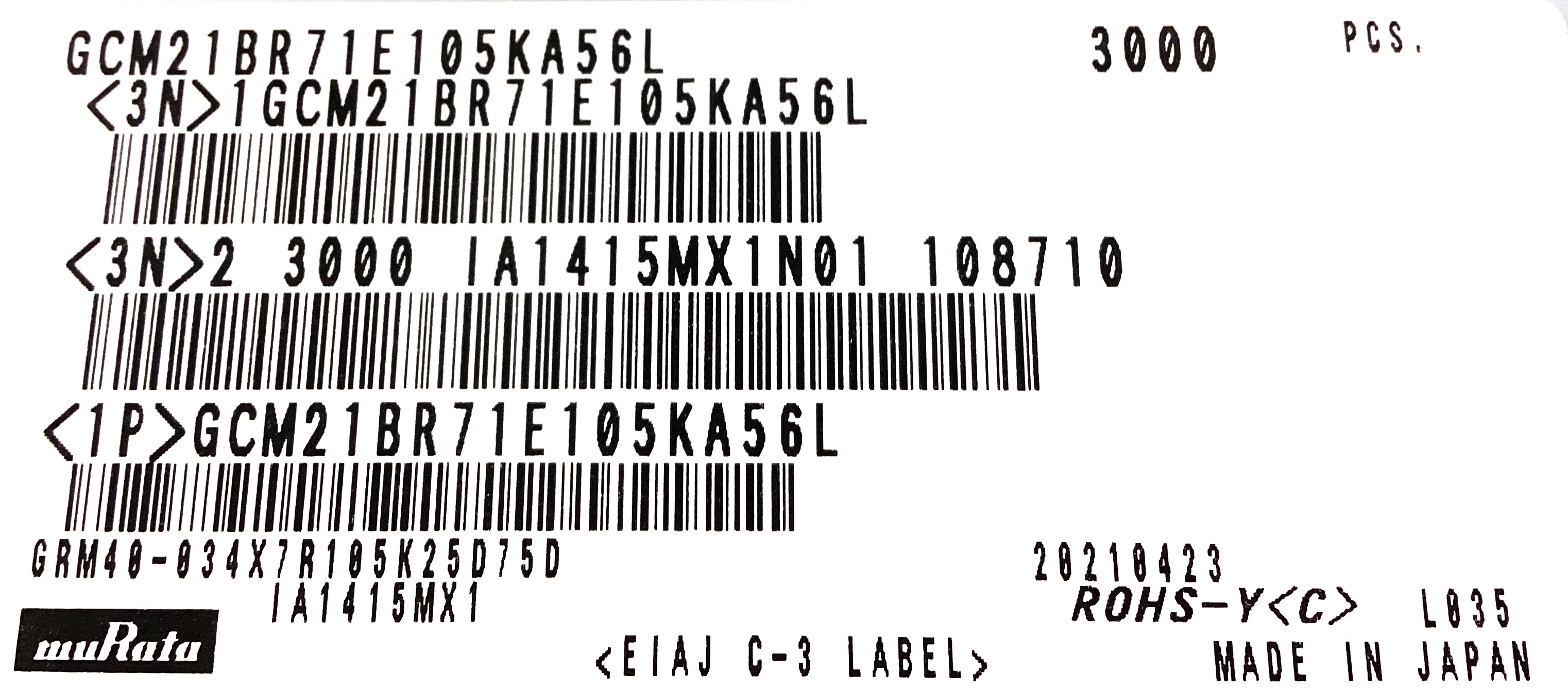 GCM21BR71E105KA56L