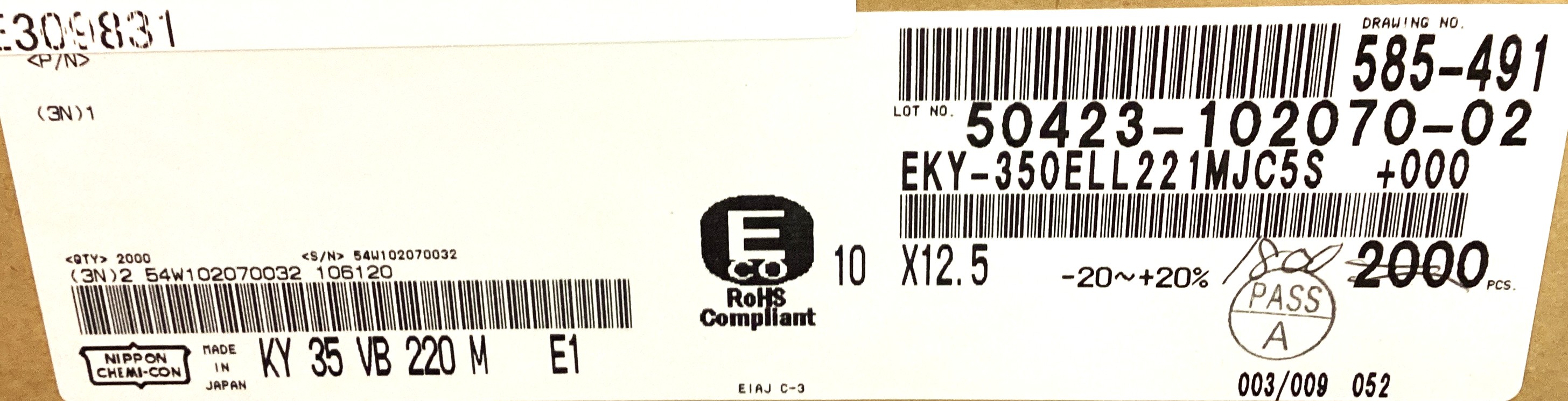 EKY-350ELL221MJC5S
