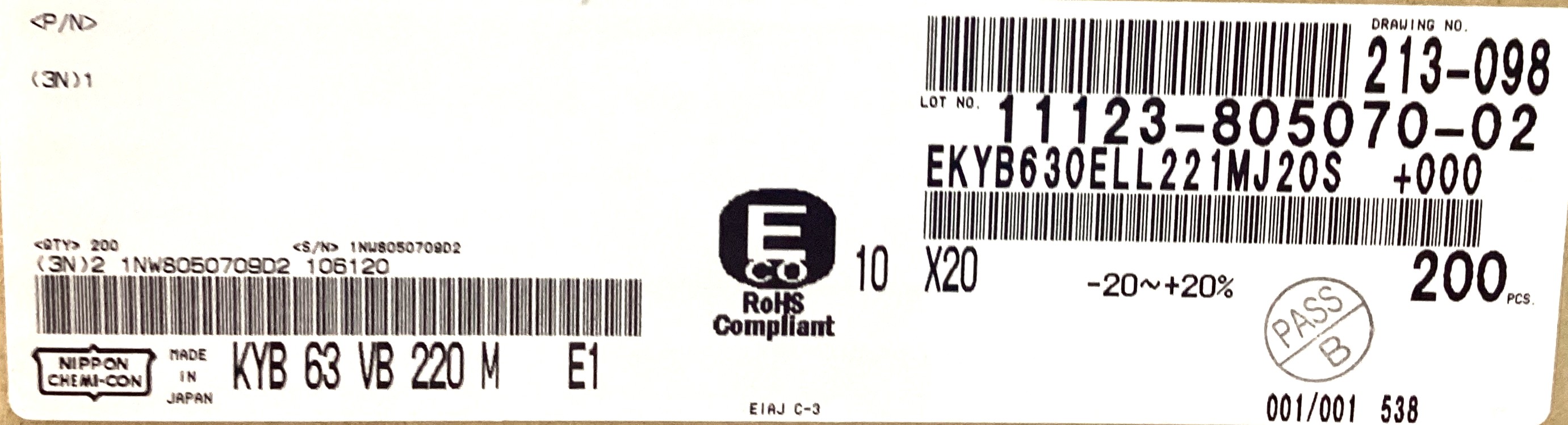EKYB630ELL221MJ20S