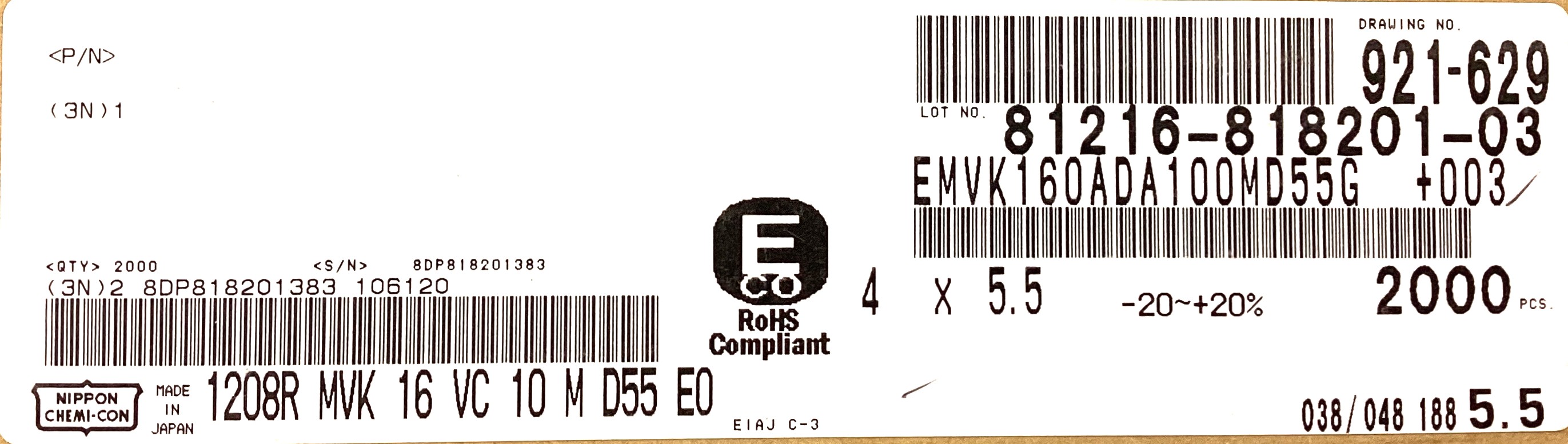 EMVK160ADA100MD55G