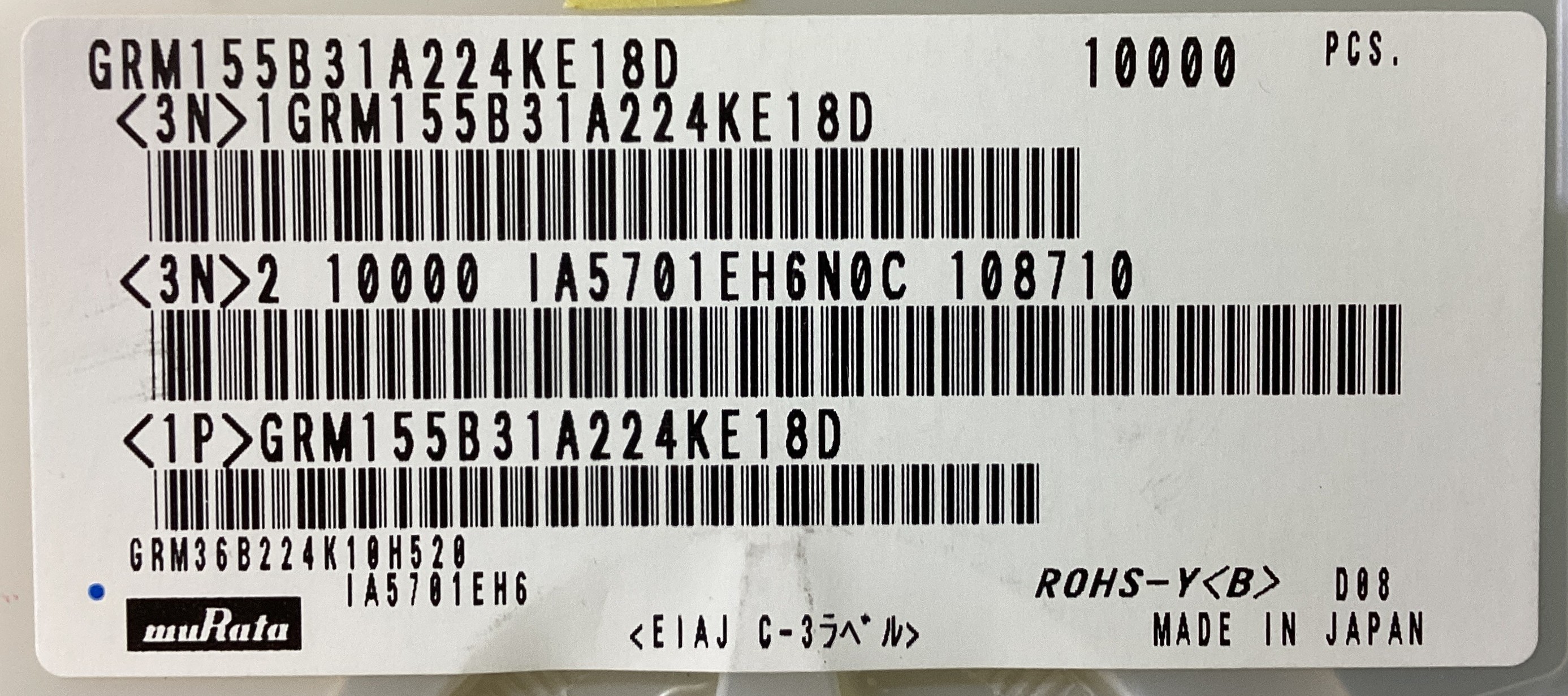 GRM155B31A224KE18D