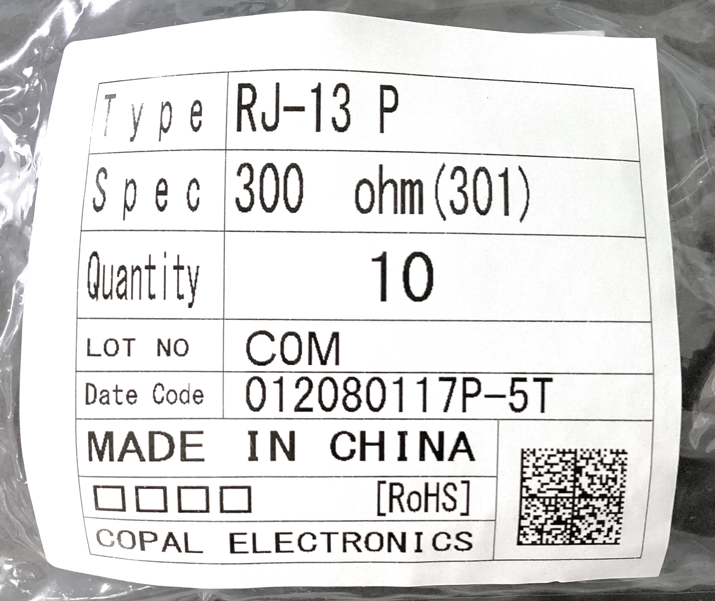 RJ-13P 300OHM(301)