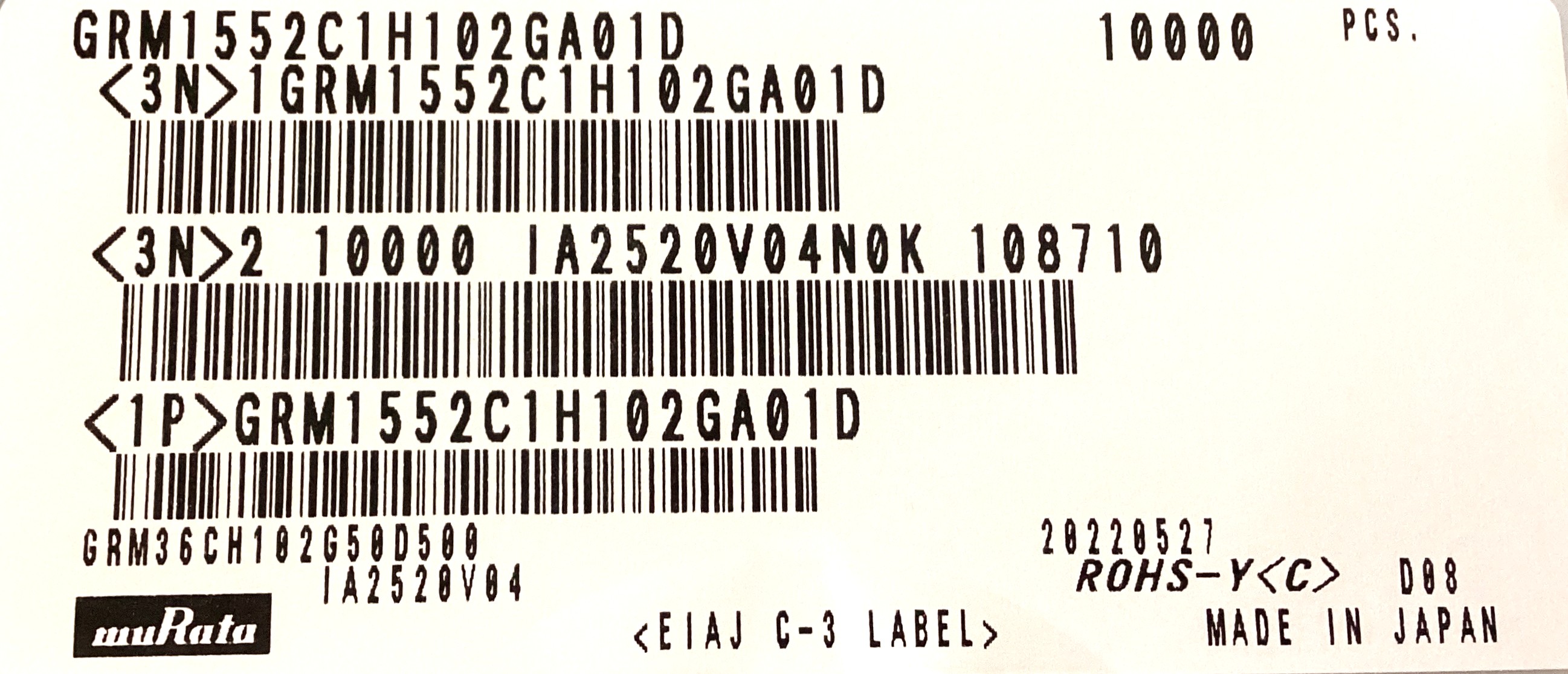 GRM1552C1H102GA01D