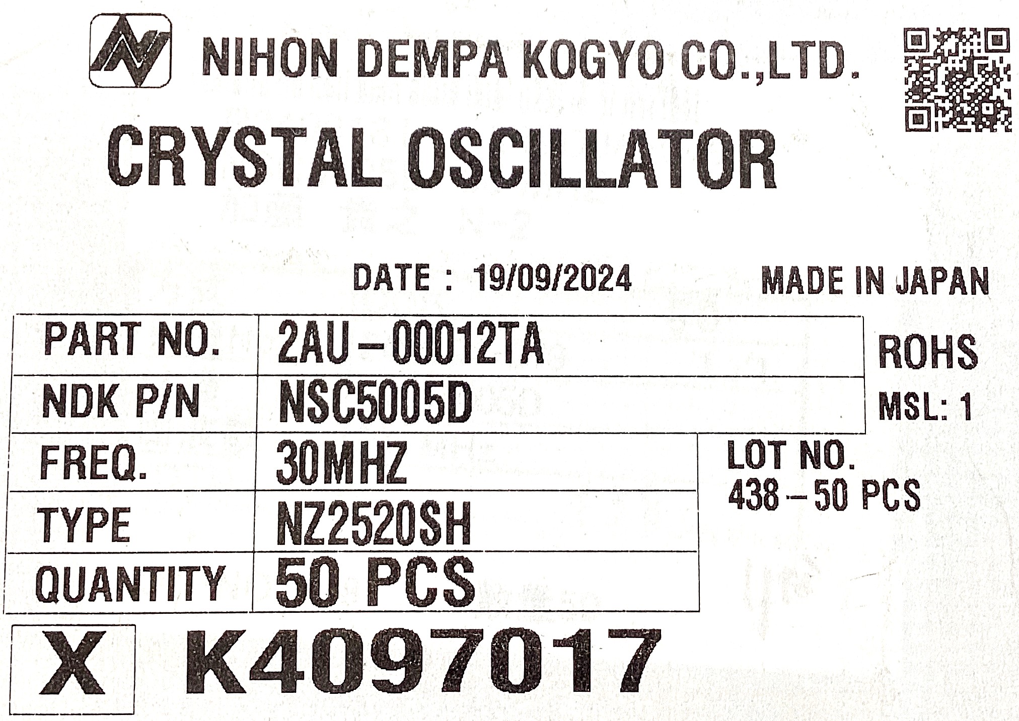 NSC5005D 30MHZ