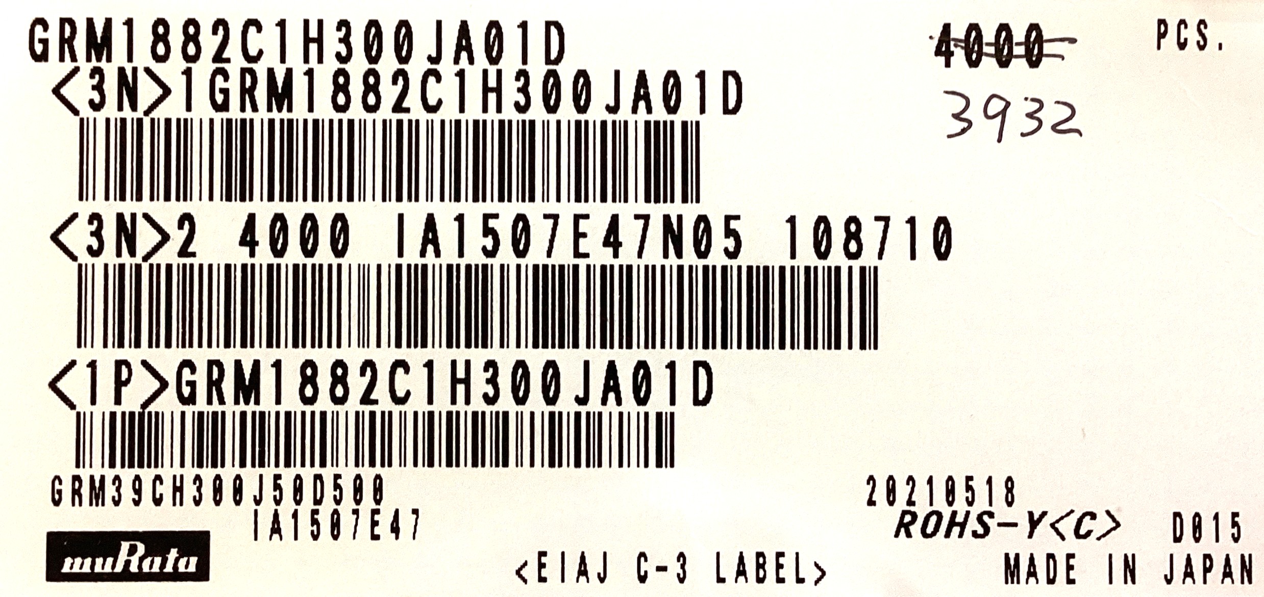 GRM1882C1H300JA01D