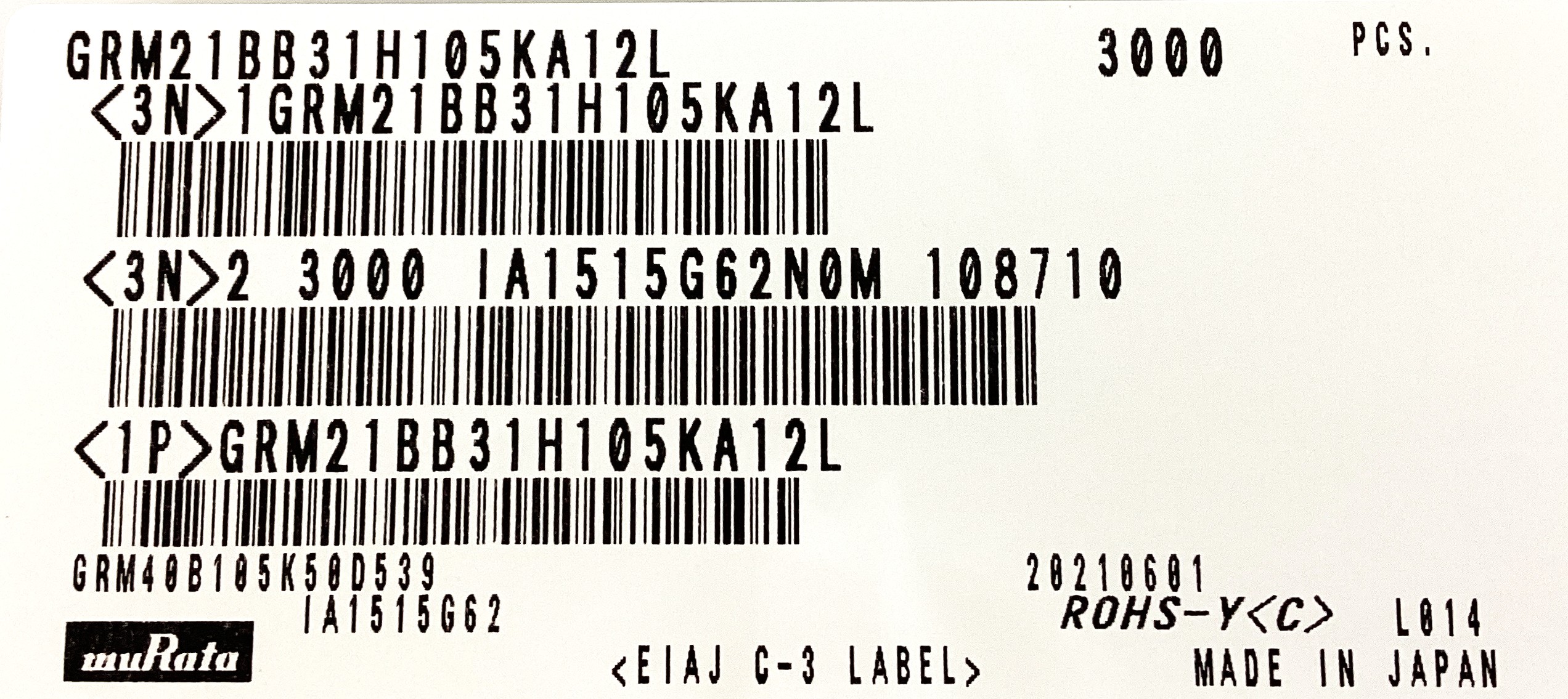 GRM21BB31H105KA12L