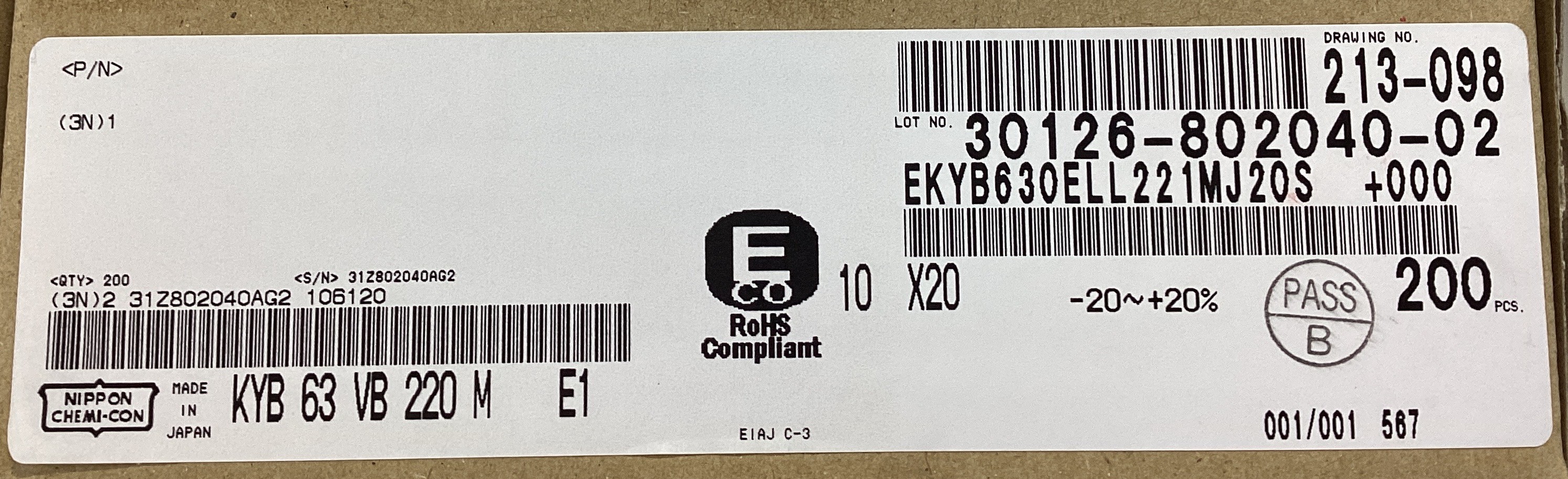 EKYB630ELL221MJ20S