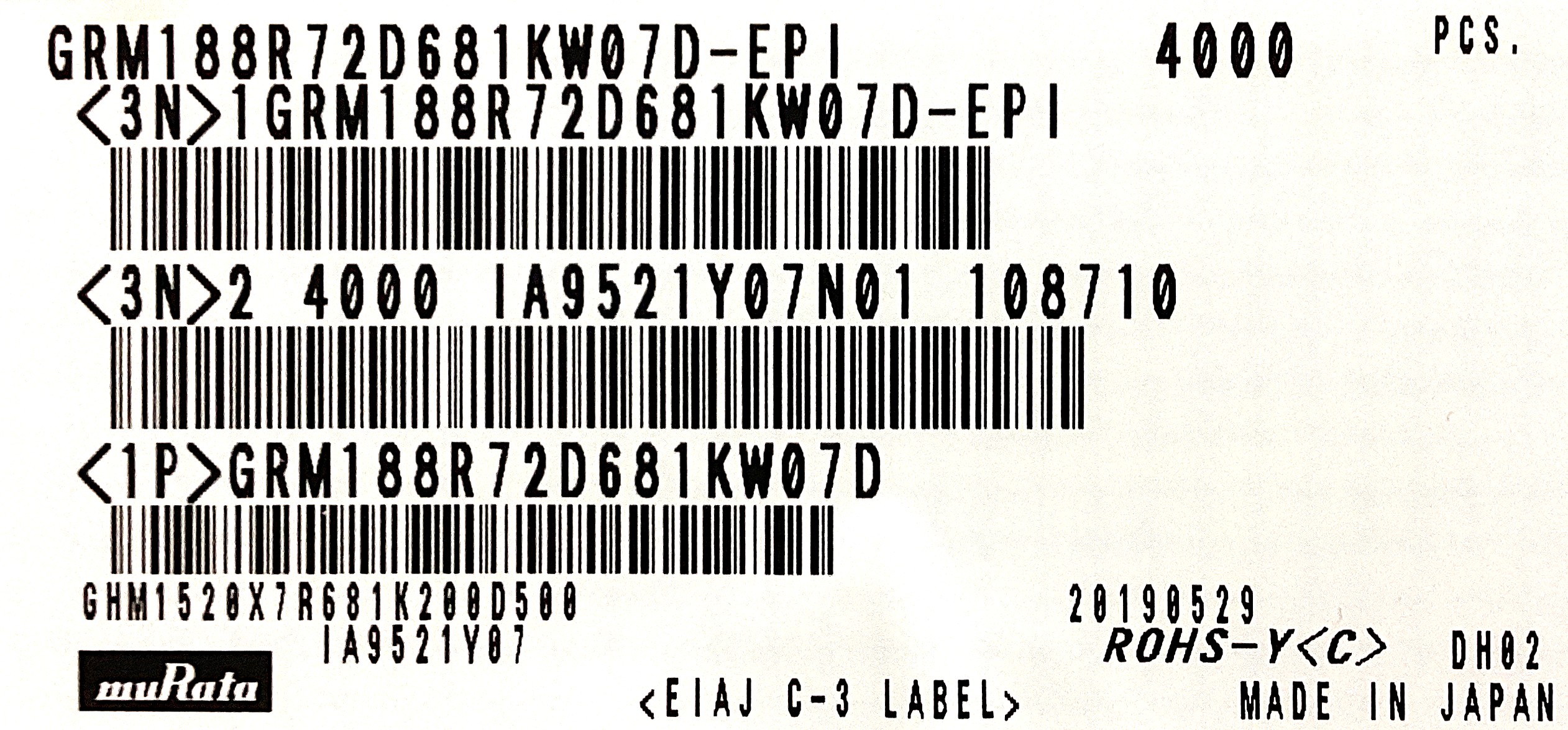 GRM188R72D681KW07D