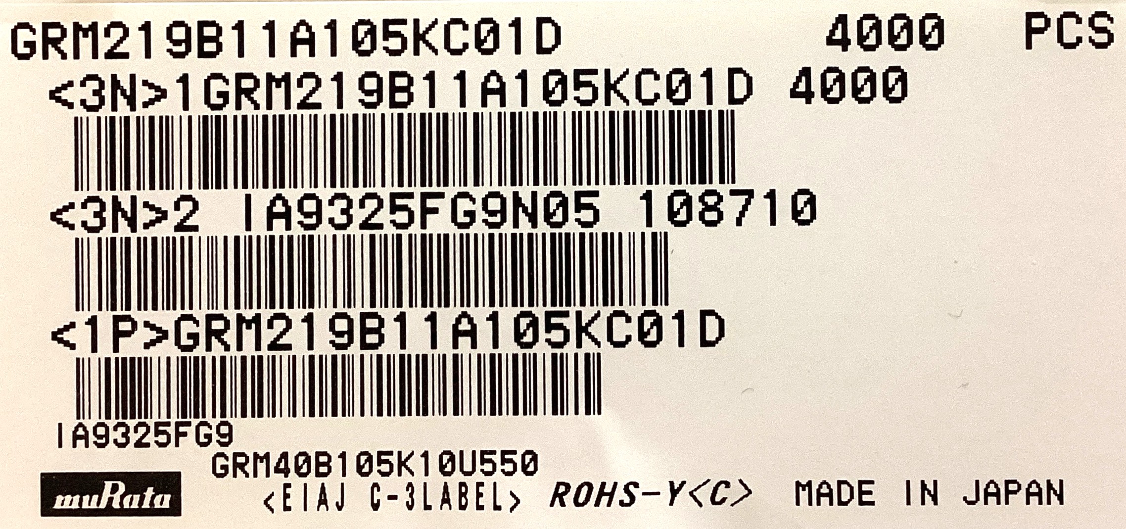 GRM219B11A105KC01D