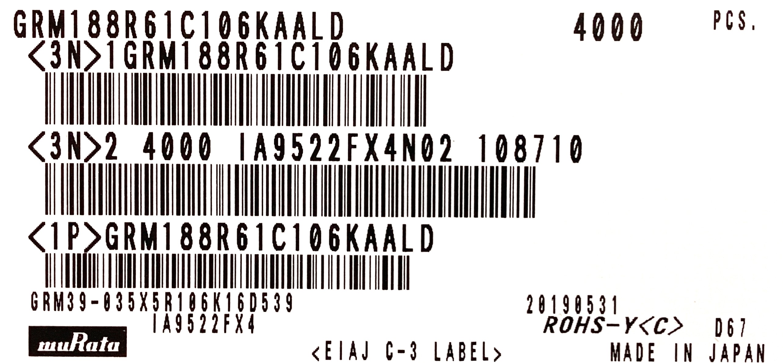 GRM188R61C106KAALD