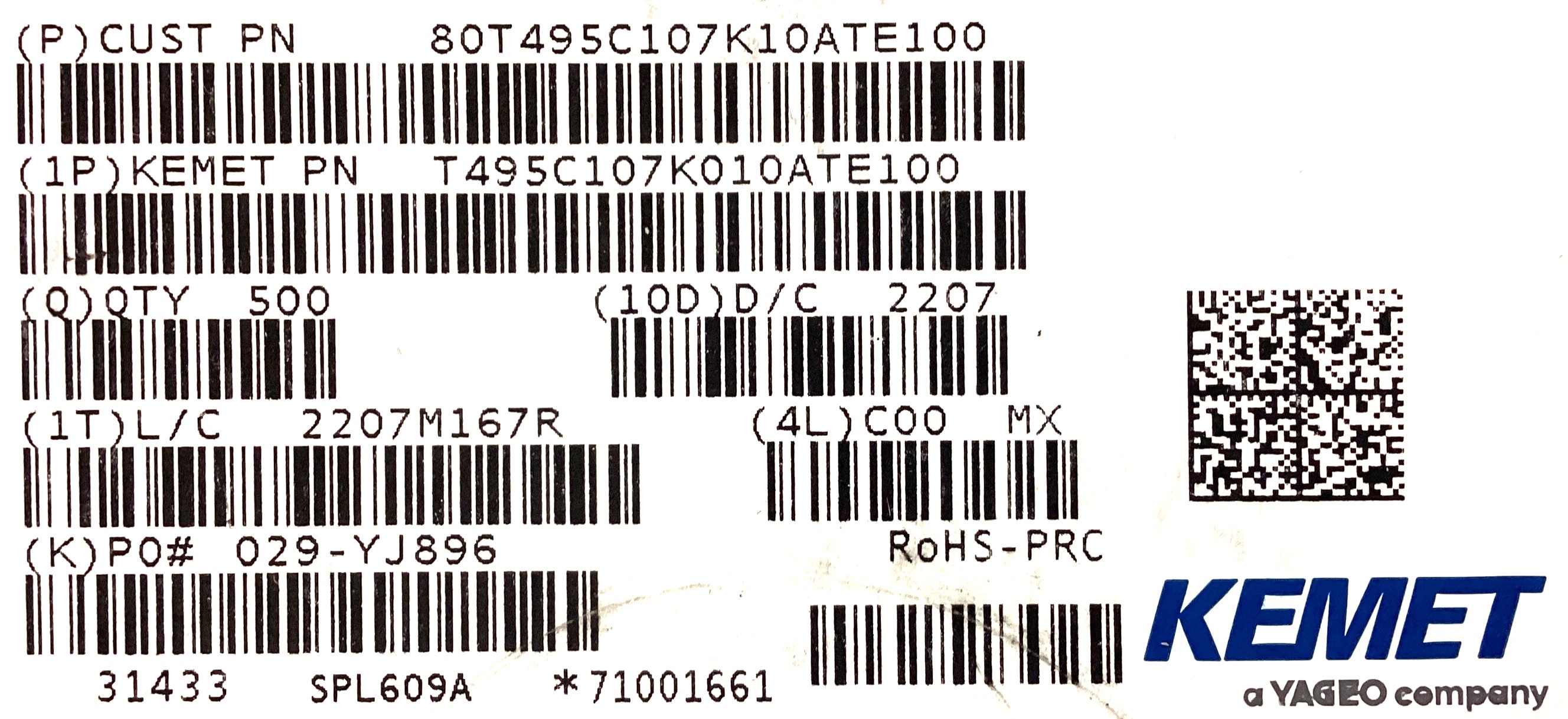 T495C107K010ATE100
