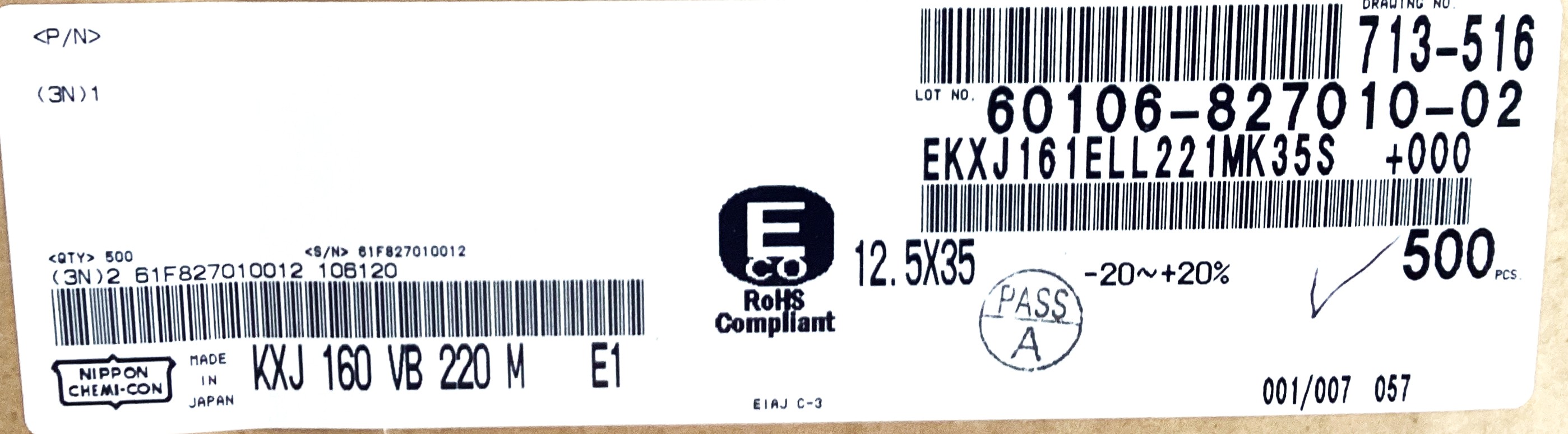 EKXJ161ELL221MK35S