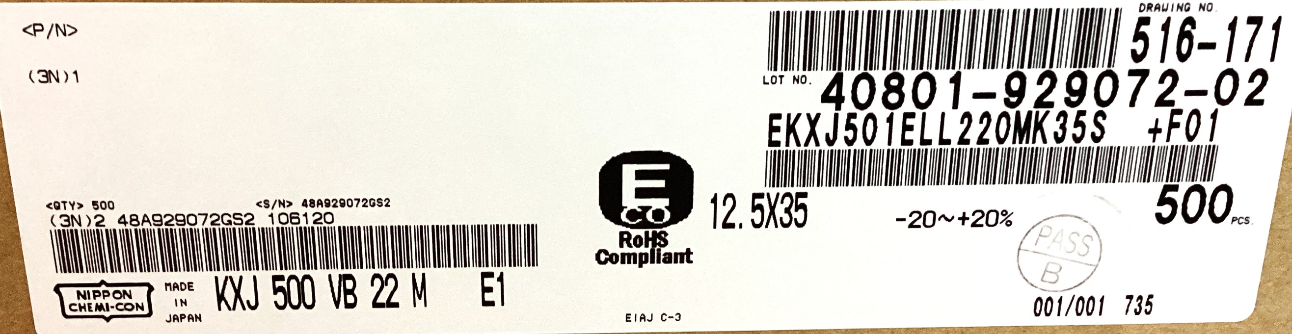 EKXJ501ELL220MK35S