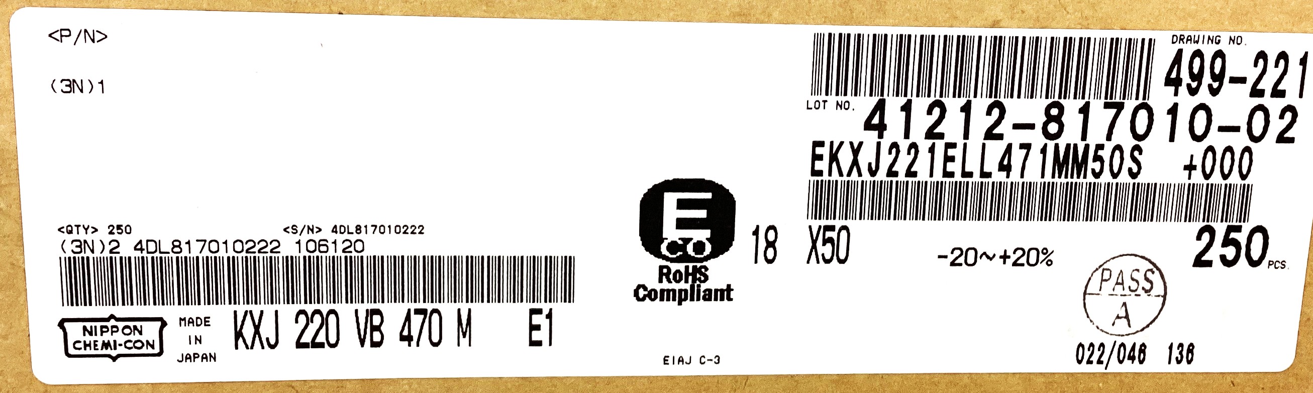 EKXJ221ELL471MM50S