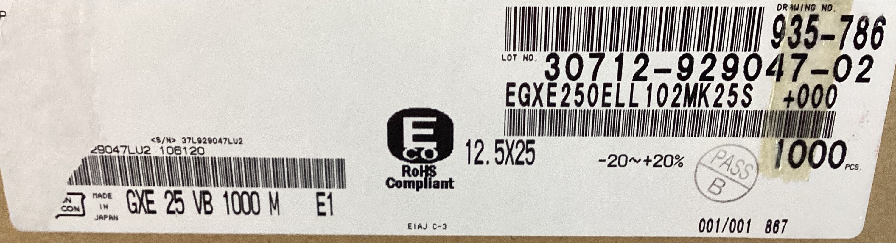 EGXE250ELL102MK25S